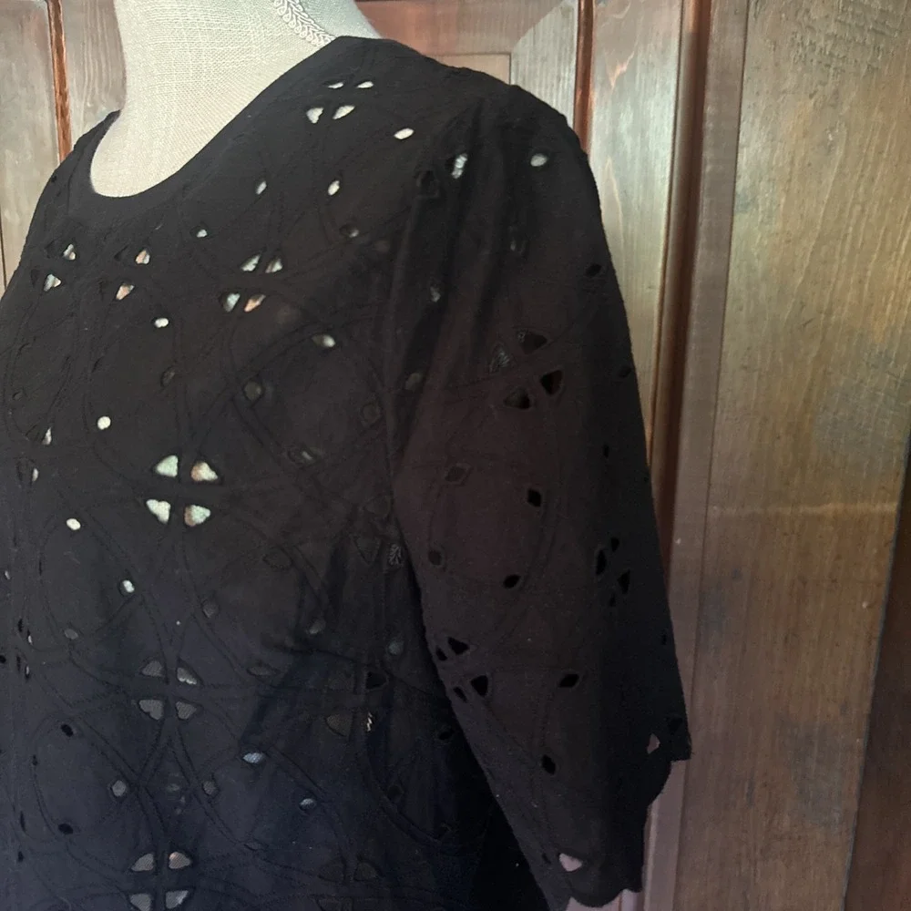 Womens WHO WHAT WEAR TOP EYELET  Blouse SZ Large NOT LINED  , Cotton- EUC
